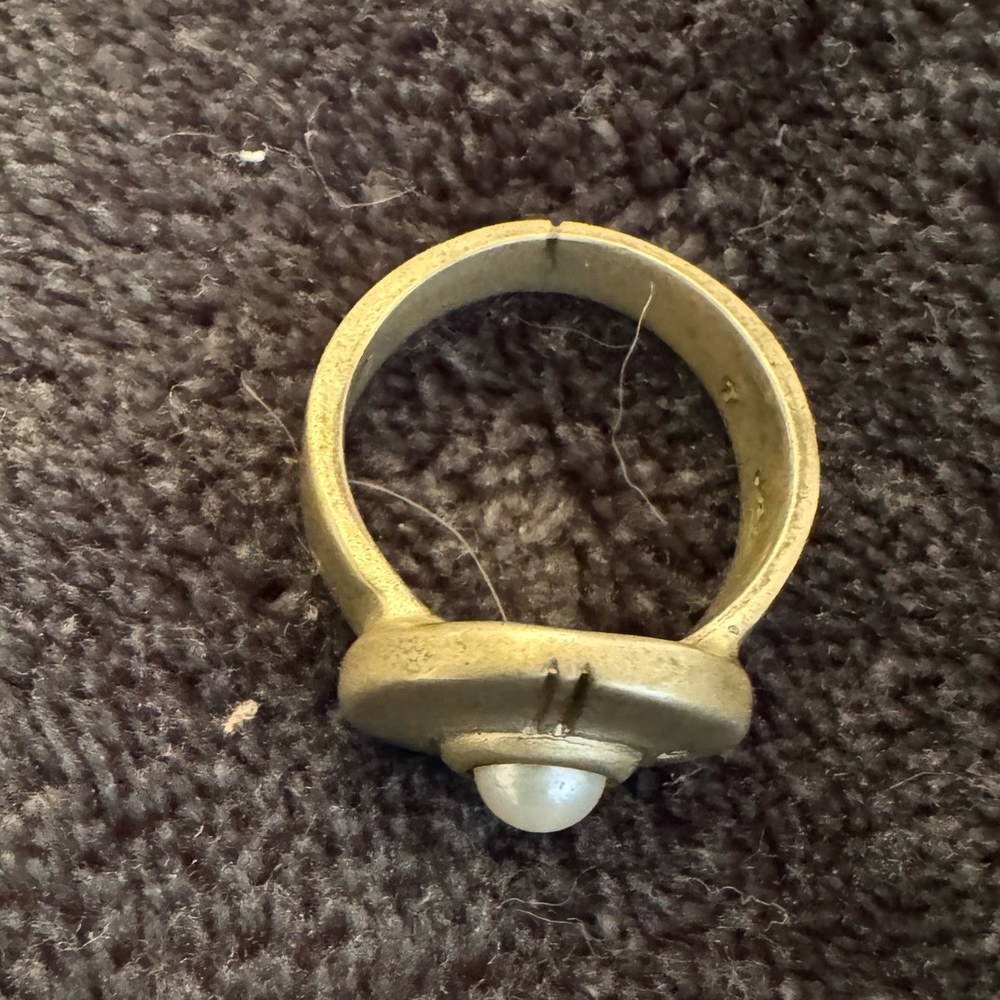 Vintage Lisa Jenks sterling silver ring with pearl size 6.5 - Picture 2 of 2